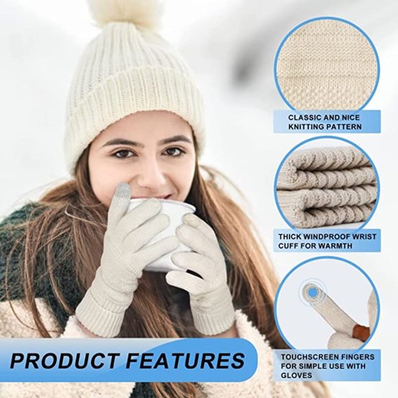 NEW Women Knit Wool Warm Thermal Thinsulate Lined Gloves - Picture 6 of 11